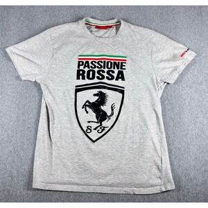 Ferrari Scuderia T Shirt XL Gray Short Sleeve Cotton Crew Neck 812 SuperFAST